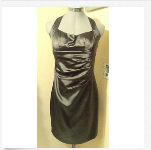 STUDIO Y Formal Dress 3/4 BROWN empire waist Halte - Picture 1 of 7